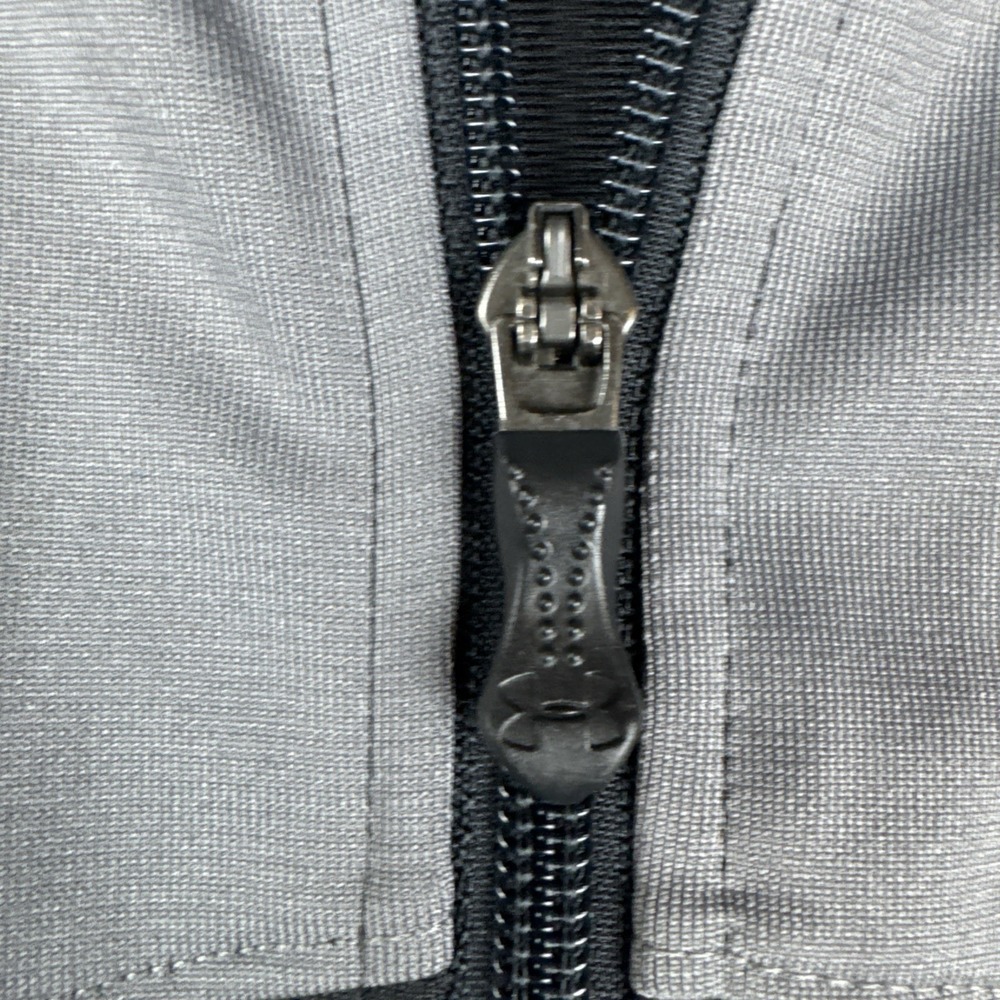 Under Armour Full Zip Windbreaker Jacket Mens L Loose Blk/grey Mock Neck Pockets - Picture 4 of 8